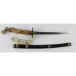 Japanese Samurai minature sword, a superb quality piece with age. Blade 15.5cm, total length 31cm