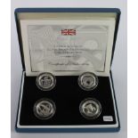 One Pound Silver Proof piedfort four coin set 2004 - 2007 "Bridges" FDC boxed as issued