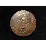 French Commemorative Medal, bronze(?) d.55mm: WWI era: PATRIE, LE POILU (French infantrymen) 25-26