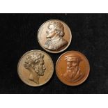 French Commemorative Medals (3) 19thC, bronze d.41mm: Jacques Callot by Caqué 1838 EF, Scipion de