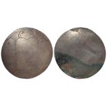 Engraved Coin/Medal: A stretched copper flan d.36.5mm engraved with the tablets of Moses and the Ten