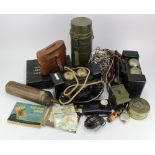 Large crate of mixed Militaria incl Binoculars, lamps, First Aid Kit, etc etc. Heavy (Buyer must