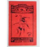 Arsenal Res v Tottenham Res London Combination 21st December 1929 programme