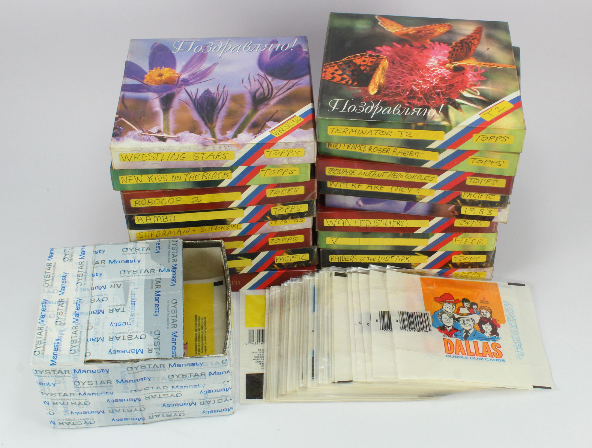 Gum Wrappers (2), crate containing large quantity in 18 boxes & loose, various manufacturers,