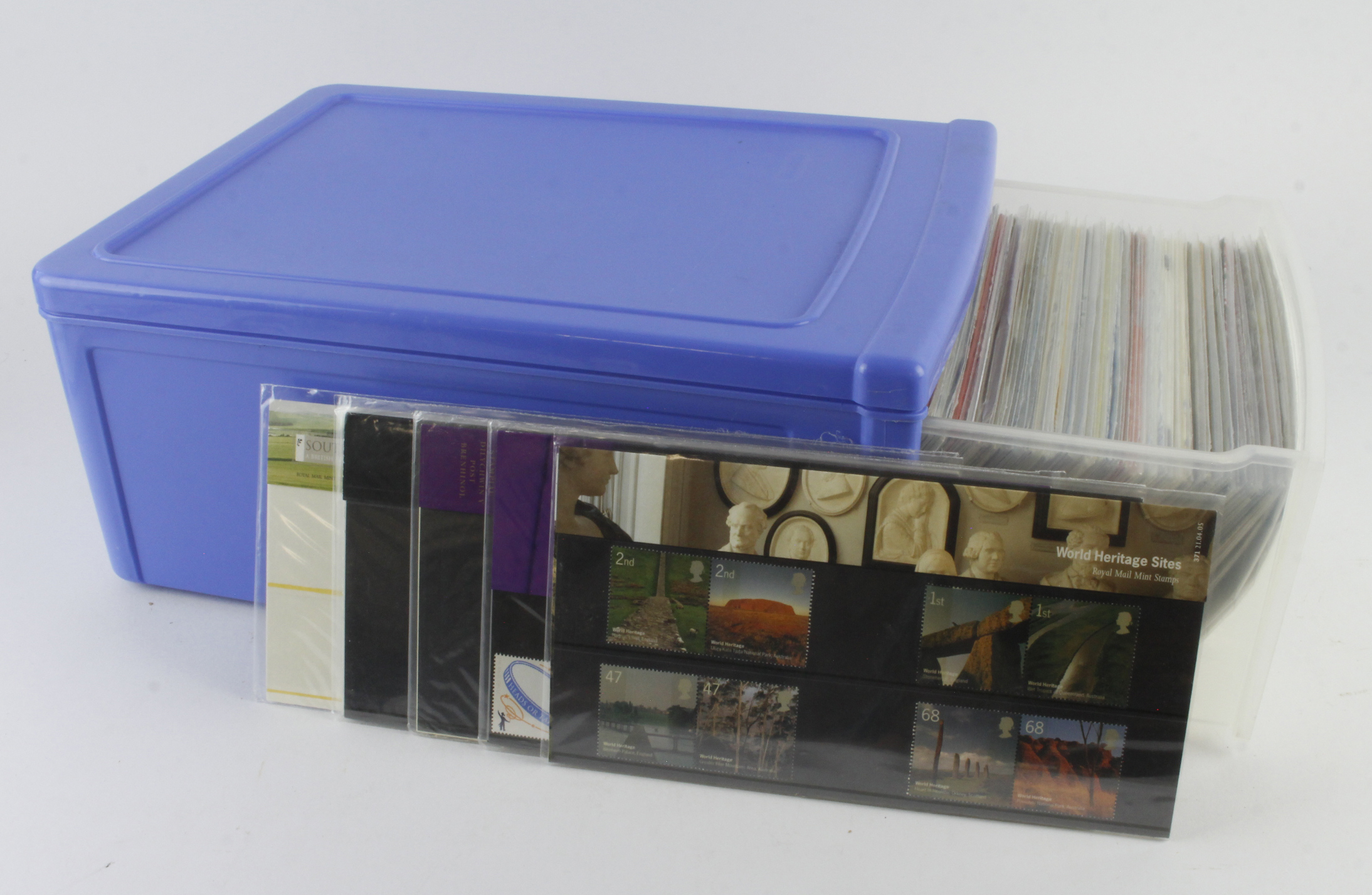 GB - blue plastic box housing Presentation Packs c1991 to 2005, majority 2000's.