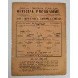 Arsenal v Tottenham 20th September 1941 London War League, single sheet programme