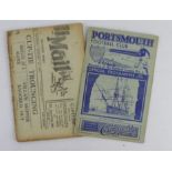 Portsmouth v Tottenham FA Cup 3rd Round 16th January 1937 programme and related Newspaper '