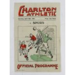 Charlton Athletic v Tottenham F/L South Cup 18th April 1942, single sheet programme