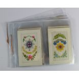 Embroidered Silk postcards including Military, Patriotic, Souviner, Greetings, etc (16)