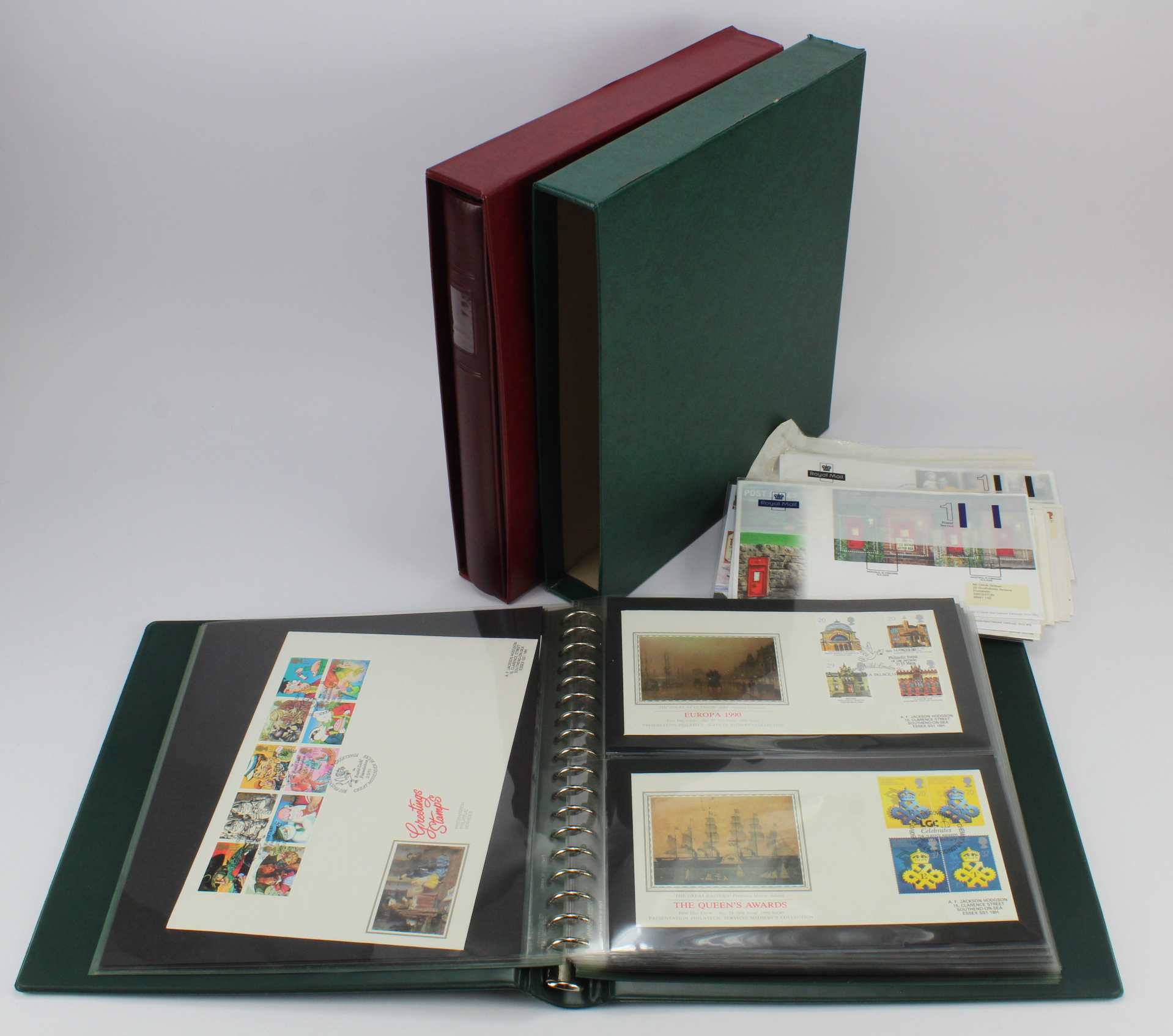 Benham Silk large size FDC's housed in two full albums 1984 to 1994, plus a few loose other GB FDC'