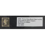 GB - 1840 Penny Grey-Black Plate 1a (I-G) four close to good margins, no thins or creases, fine