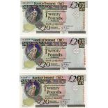 Northern Ireland, Bank of Ireland 20 Pounds (3), dated 5th September 2000 and 1st January 1999