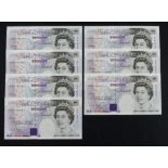 Gill 20 Pounds (B358) issued 1991 (7), a consecutively numbered run of FIRST SERIES notes, serial