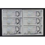 Bank of England (6) a group of Uncirculated 5 Pounds in a consecutive pair and a run of 4,