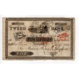 Tweed Bank, Berwick on Tweed 5 Pounds dated 1840, for Batson, Berry & Langhorn, serial B5572 (
