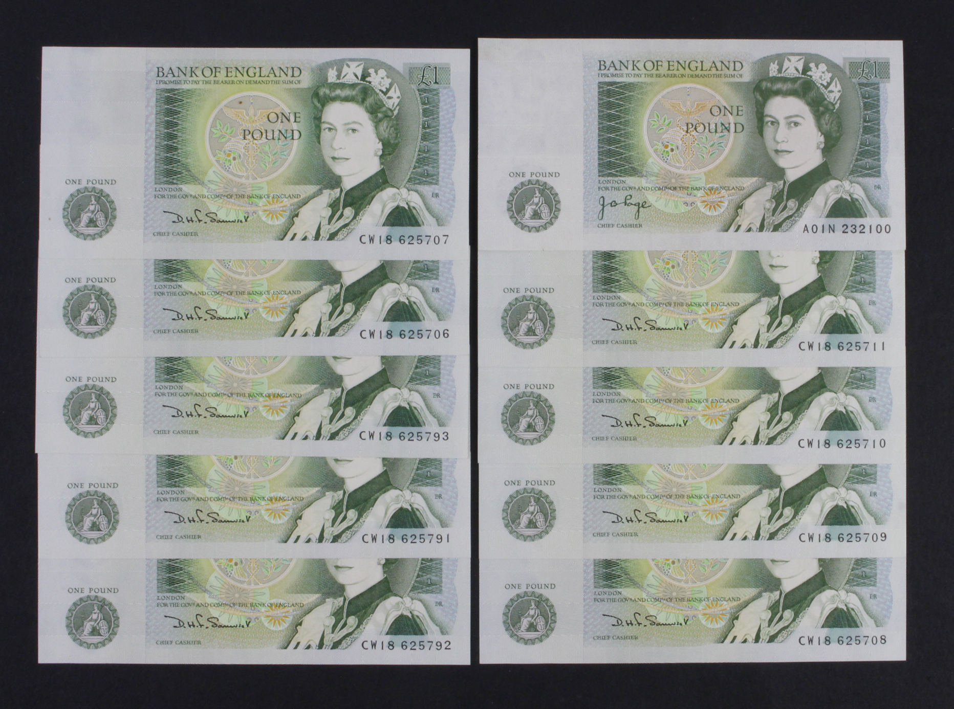 Page & Somerset 1 Pound (10), Page 1 Pound issued 1978, rare FIRST RUN note, serial A01N 232100 (