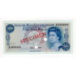 Isle of Man 50 Pence, scarce SPECIMEN note signed P.H.G. Stallard issued 23rd June 1972, red