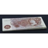 Fforde 10 Shillings (B310) issued 1967 (47), a run of consecutively numbered notes, serial B29N