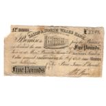 Salop & North Wales Bank, 5 Pounds dated 1st October 1840, No. B5924 for Price, Jones & Edwards (