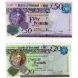 Northern Ireland, Bank of Ireland (2), 50 Pounds dated 1st January 2013, signed Stephen Matchett,