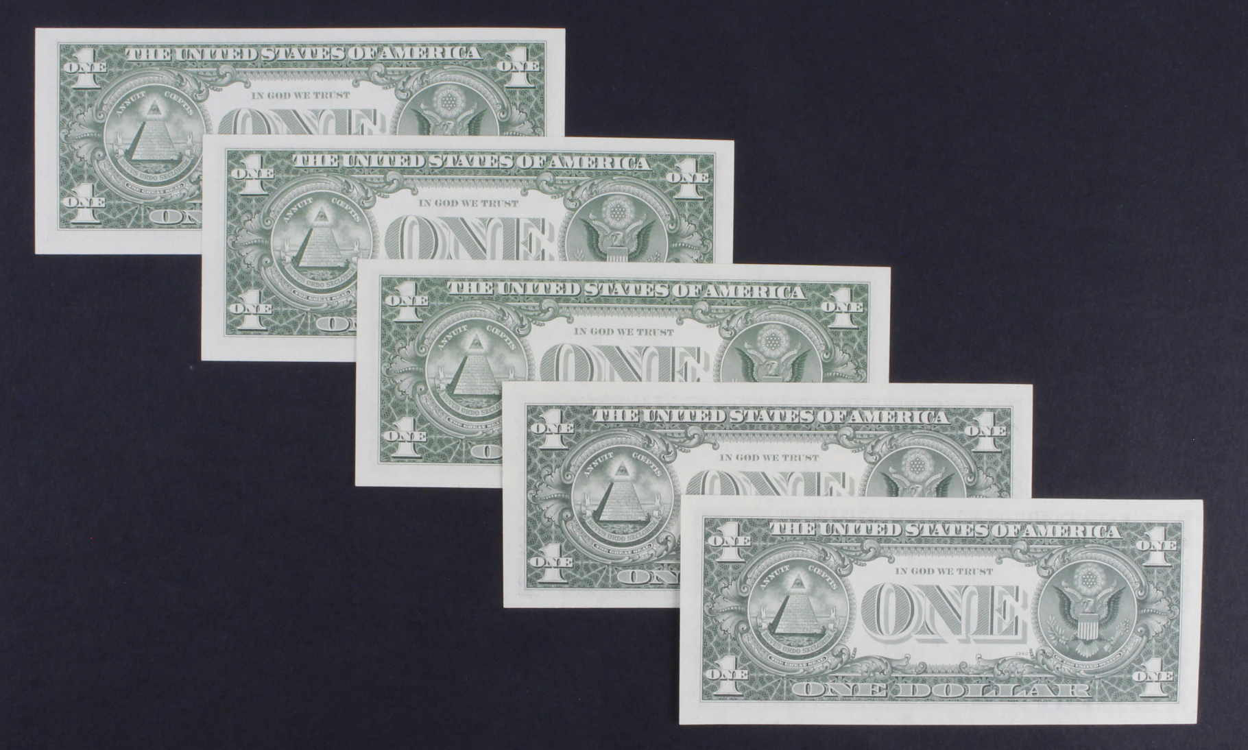 United States of America 1 Dollar (5), a group of 4 digit LOW serial numbers, Series 1963A (3) - Image 2 of 2