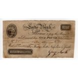 Leeds Commercial Bank 1 Pound dated 1st November 1809, LOW serial No. 51 for Fenton, Scott,