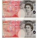Bailey 50 Pounds (B404) issued 2006 (2), a consecutively numbered pair, serial R66 476696 & R66