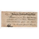 Ipswich & Needham Market Bank 5 Pounds dated 19th October 1816, serial no. 7931 for Alexanders,