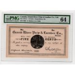 Canada 5 Cents, Newfoundland merchant scrip for Grand River Pulp & Lumber Co., Ltd will pay to