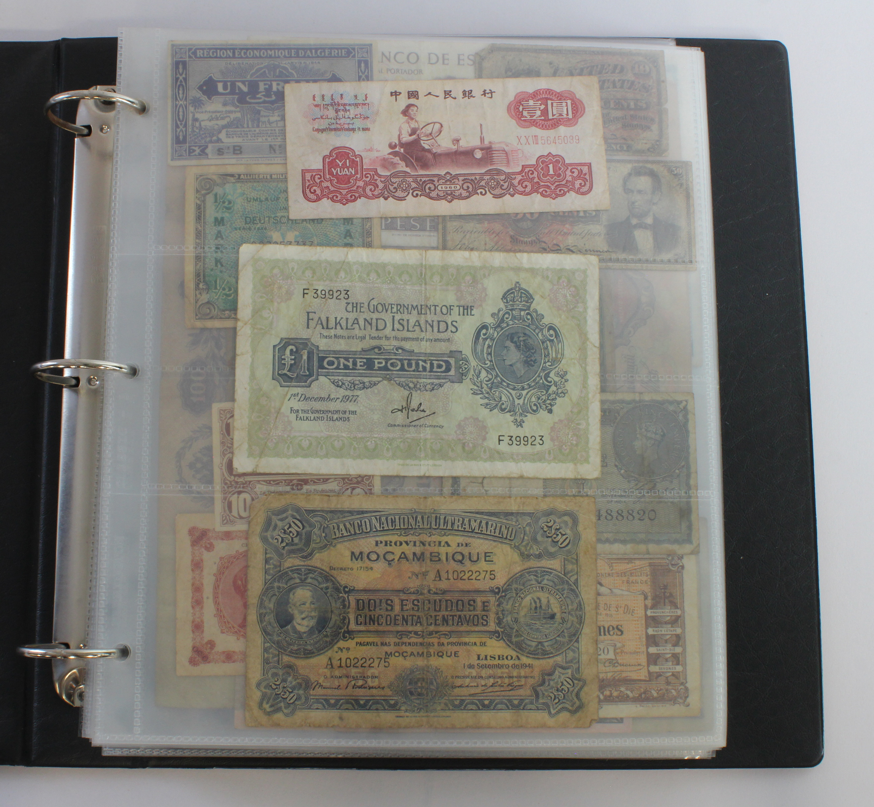 World (164), an album of mixed world notes to include USA fractional 50 Cents 1863, Hong Kong - Image 2 of 47