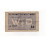 Prisoners of War camps 3 Pence, Camp No.86, Stanhope, Kent issued during WW2, WD (War Department) in