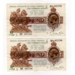 Warren Fisher 1 Pound (T34) issued 1927 (2), rarer Great Britain & Northern Ireland issue, a