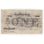 Maidstone Bank 1 Pound dated 1825, No. 32277 for Edmeads, Atkins & Tyrell (Outing1331b) pinholes,