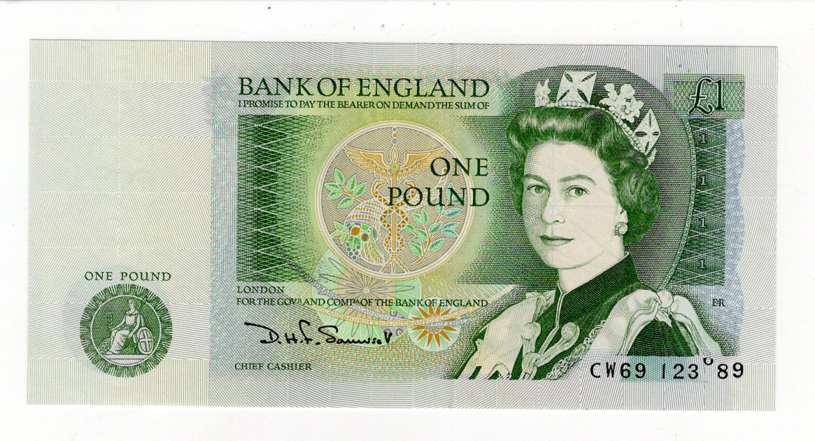 ERROR Somerset 1 Pound issued 1981, raised digit in serial number only partially printed, serial