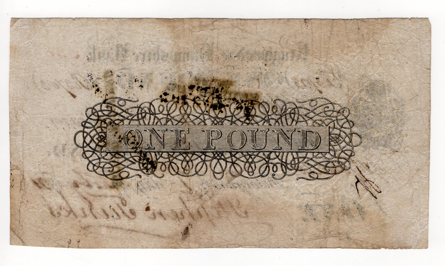 Ringwood & Hampshire Bank 1 Pound dated 1821 for Stephen Tunks, serial No. 3783 (Outing1788a) 2 - Image 2 of 2