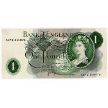 ERROR Page 1 Pound issued 1970, completely blank reverse, a rare uniface note, serial AN75 290679 (