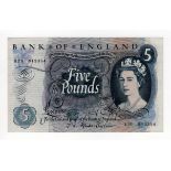 Fforde 5 Pounds (B312) issued 1967, very rare FIRST RUN 'R20' prefix, serial R20 813354 (B312,