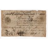 Canterbury Union Bank 10 pounds dated 30th January 1842, serial No. 2312 for Halford, Baldock &