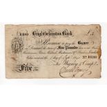 Brighthelmston Bank 5 Pounds dated 1841, serial No. 10189 for Wigney & Co. (Outing293a) bankruptcy