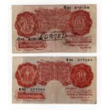 Catterns 10 Shillings FORGERY (2), an interesting pair of contemporary forgeries, the first low