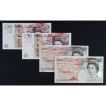 Bank of England (4), a set of 50 Pounds with different signatures, Lowther issued 1999 serial M14