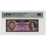Belize 2 Dollars dated 1st January 1976, Queen Elizabeth II portrait at right, serial B/1 677546 (