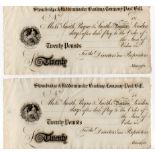 Stourbridge and Kidderminster Banking Company Post Bills (2), a pair of unissued 20 Pounds Post