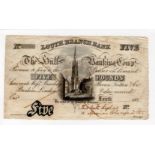 Hull Banking Company Louth Branch 5 Pounds unissued note, circa 183x, ink cancelled with 'X' and