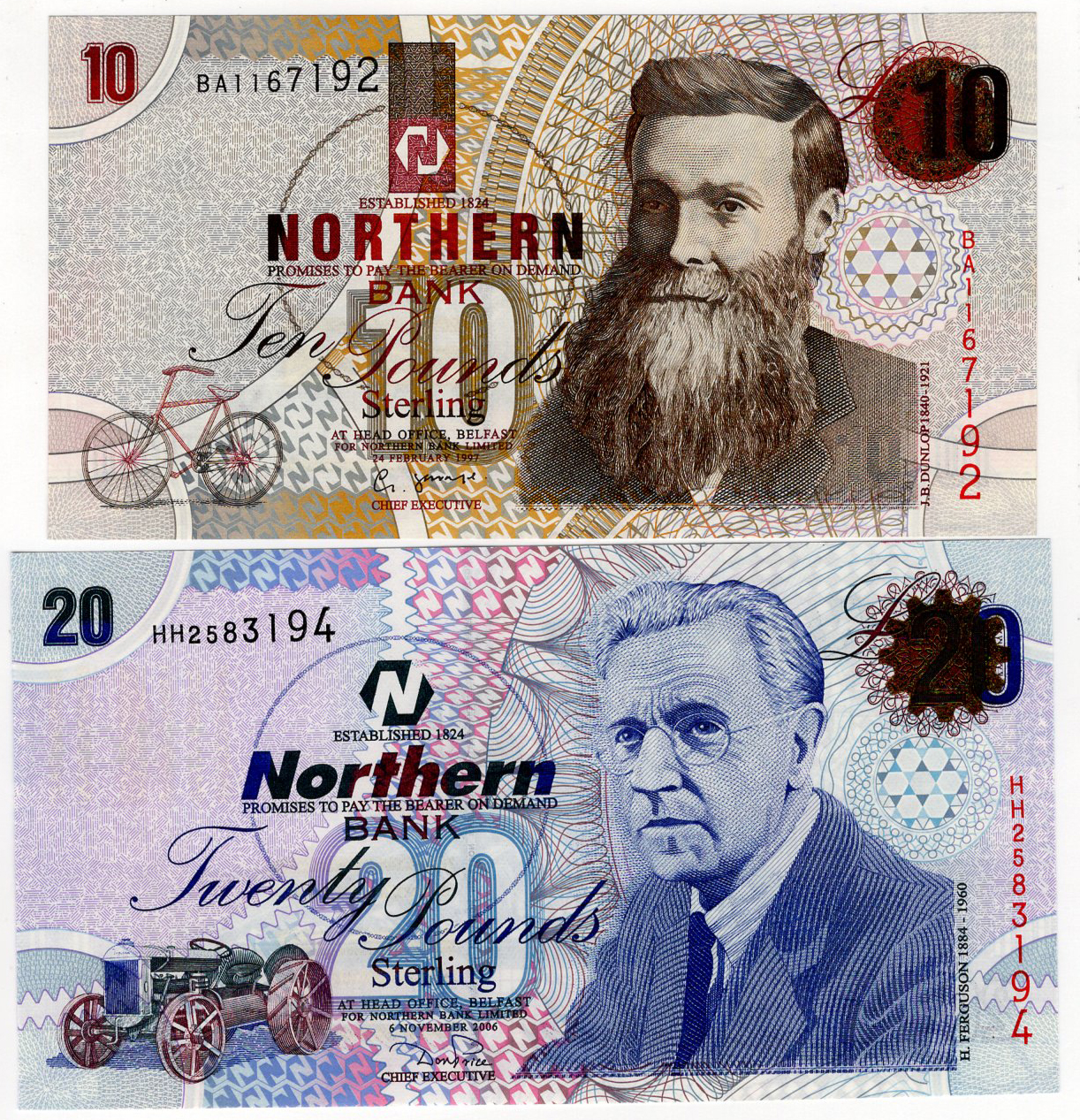 Northern Ireland, Northern Bank (2), 20 Pounds dated 6th November 2006 serial HH2583194 (PMI