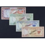 Bahrain (4), 1 Dinar, 5 Dinars, 10 Dinars and 20 Dinars SPECIMEN notes with matching serial