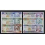 Barbados (6), 100 Dollars, 50 Dollars, 20 Dollars, 10 Dollars, 5 Dollars & 2 Dollars issued 1986 -