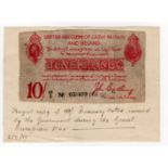 Bradbury contemporary 10 Shillings FORGERY, hand drawn and stuck to card, a few edge nicks and