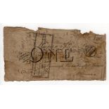 Bath Bank 1 Pound dated 1823, serial No. 4937 for Cavenagh, Browne, Bayly & Browne (Outing96a)
