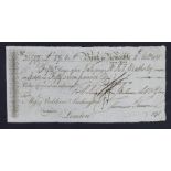Newcastle, Bank in Newcastle upon Tyne, 50 Day Sight Note dated 1808 for 57 Pounds, about VF